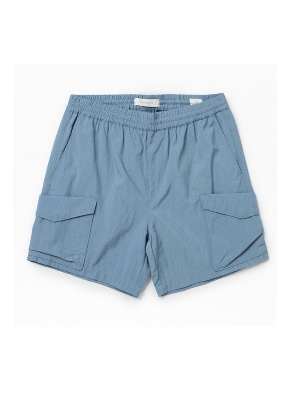 Pacsun Men’s Nylon Cargo Shorts Blue NEW Large Elastic Waist Casual Streetwear